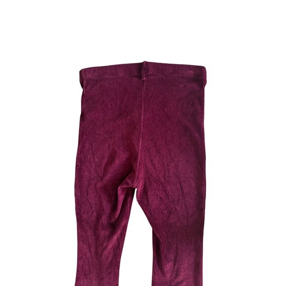 TOPSHOP Cranberry Textured Flare Leg High Waist Pull On Pants Size 10 Tall - Picture 5 of 8